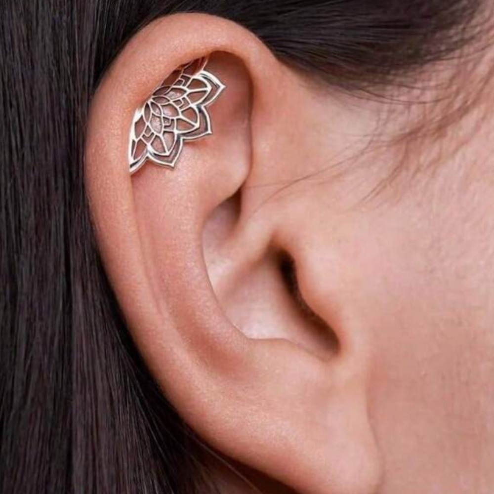Delicate Silver Lotus Ear Cuff - Women Jewelry R367